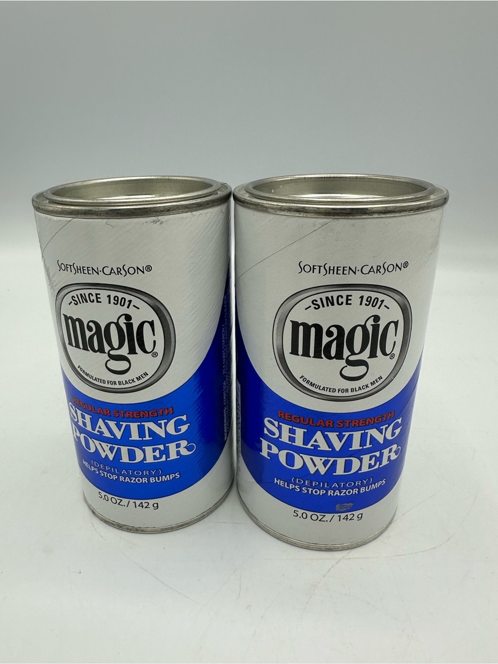 MAGIC Shaving Powder Regular Strength for Men SoftSheen-Carson Blue Qty 2 Disc.